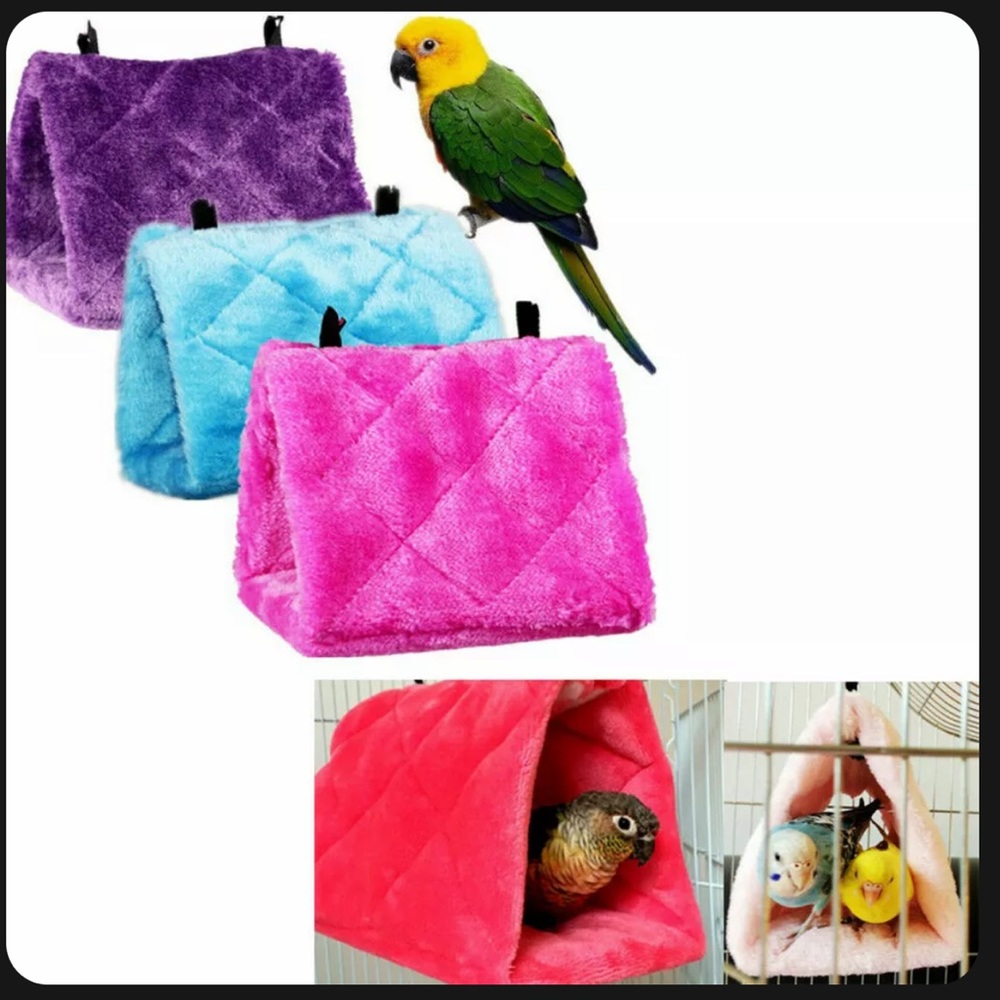 Pet bird bed parrot parakeet budgie warm hammock cage hut tent hanging cave BLUE